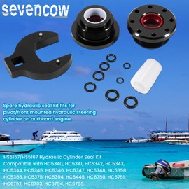HS5157 HS5167 Hydraulic Steering Cylinder Seal Kit for Seastar Hydraulic Steering System - with Pin Wrench fit HC5340, HC5341, HC5348, HC5358, HC5445, HC6750, HC6755