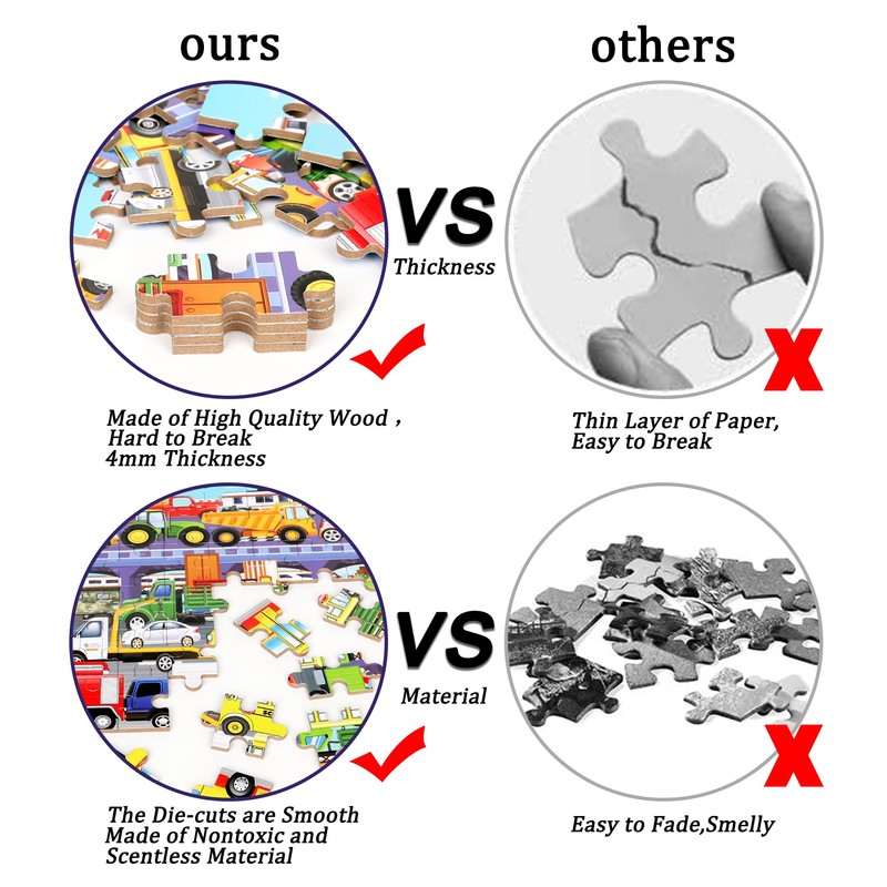 LELEMON 60 Pieces Puzzles for Kids Ages 4-8 Traffic Jam