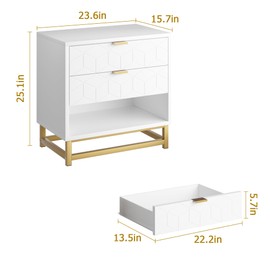 IDEALHOUSE White Dresser for Bedroom, 3 Drawer Dresser with Metal Legs, Modern Dressers Chest Organizer with Wide Storage, Chest of Drawers for Bedroom, Living Room, Entryway
