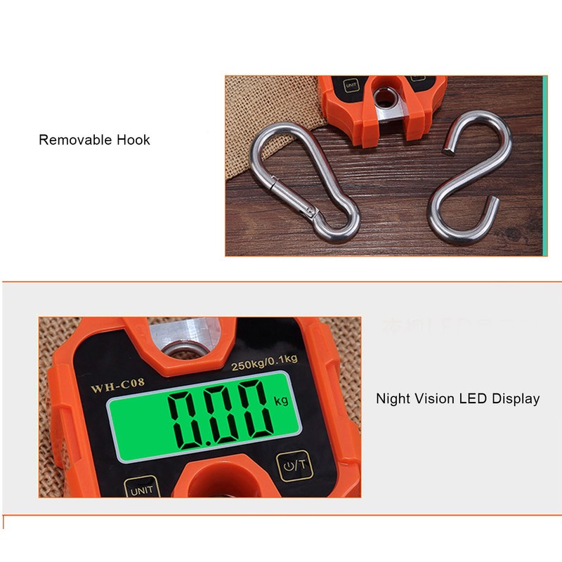 Hanging Scale LCD Display Crane Scale Waterproof Weighing Tool for