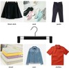 Pants Hangers,Black Clothes Plastic Pant Hangers with 2-Adjustable Anti-Rust Clips