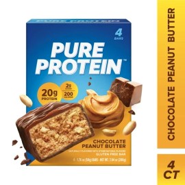 Pure Protein Bars, Chocolate Peanut Butter, 20g Protein, Gluten Free, 1.76 oz, 4
