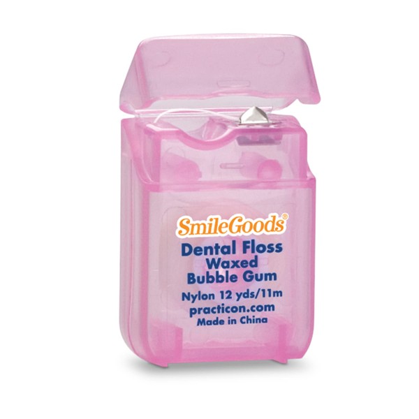 SmileGoods Waxed Dental Floss, 12 yds, Bulk Pack of 72, Bubble Gum Flavored