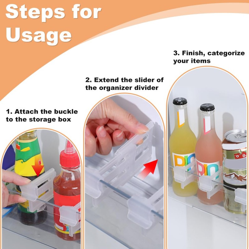 NAROSEBE Fridge Organiser 16 Pieces Fridge Divider Side Door Storage