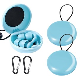 2 pcs Earplug Cases with Keyring, Portable Ear Plug Storage Box, Ear Bud Carrying Bag, Earbud Organizer for Business Trip/Trinkets/Pills/Earphones(Blue,Size:38x17mm)