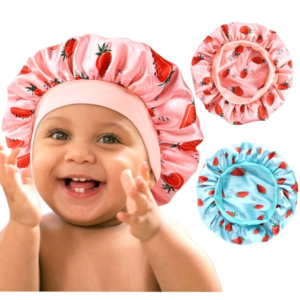 YANIBEST 2 Pcs Baby Satin Bonnet for Sleeping Kids Double