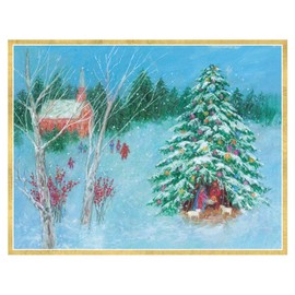 Caspari Nativity with Tree Boxed Christmas Cards - 16 Cards & Envelopes