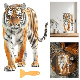 WEBEEDY 3 Pcs Tiger Furniture Transfer Stickers Jungle Animal Rub on Transfer Stickers Peel and Stick Wall Decor Tiger Sticker for Wall Art Furniture Living Room Window Home Decor, 30x15cm