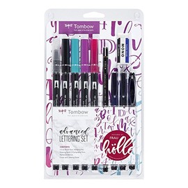 Tombow Lettering set, pens and eraser including instructions, designed by Frau Hölle (Advanced).