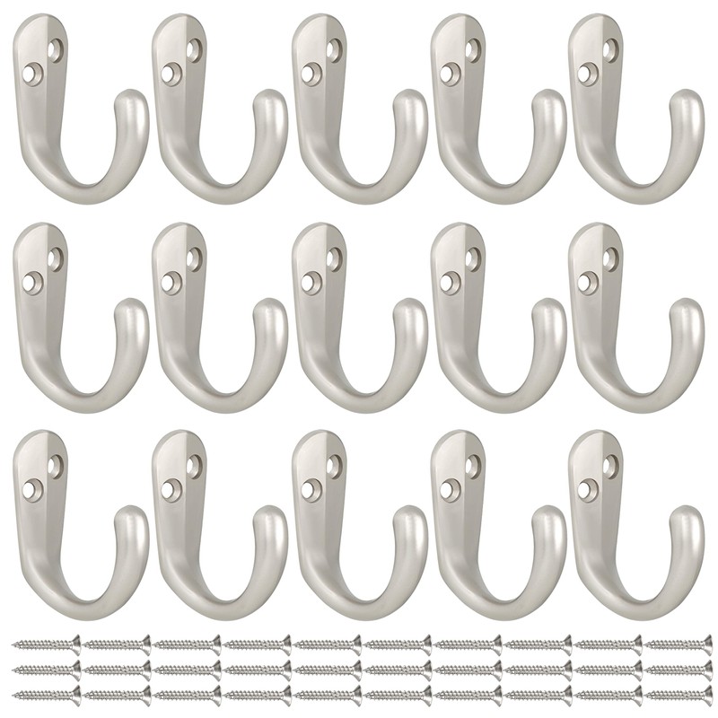 IBosins 15PCS Coat Hooks Wall Mounted Single Prong Robe Hook