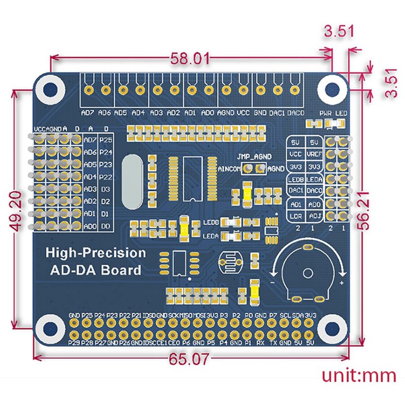 Waveshare Raspberry Pi AD/DA Expansion Sheild Board for Adding High-Precision