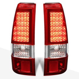 PM PERFORMOTOR Full LED Tail Lights Brake Lamps Assembly Compatible with 03-07 Chevy Silverado/GMC Sierra,Chrome Housing/Red Lens