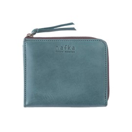 Nafka NFK-72007 Women's Wallet, Genuine Leather, Mostro Leather, Simple, Bi-fold, L-Shaped Zipper, Made in Japan, blue (light)