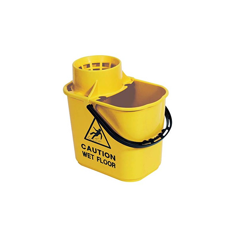 2Work Plastic Mop Bucket With Wringer 15 Litre Yellow CNT00691