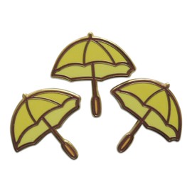 Novel Merk Umbrella & Spring Season Lapel Pin, Hat Pin & Tie Tack Set with Clutch Back (3- Yellow Umbrella)