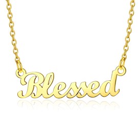Custom4U Customisable Stainless Steel Women's Name Necklace, Carrie-Style Necklace in Classic Font, Silver/18K Gold-Plated/Rose Gold, for Your Girlfriend, Mother or Sister, Gold