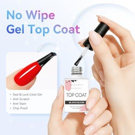 Makartt Capa superior de gel – 2 esmaltes de uñas de gel que no se limpian con acabado brillante de larga duración, 0.3 fl oz, lámpara de uñas UV tran