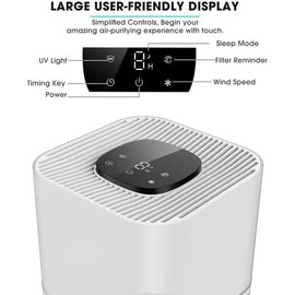 Epsilon Air Purifier for Home | H13 HEPA Filter Large Rooms up to 1100 Sq.ft | 360˚Purification | 3-in-1 Air Cleaner with 30dB Sleep Mode Removes 99.97% of Pollutants Cleans Dust, Odor, Pet Dander