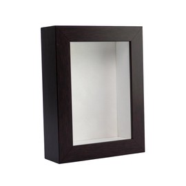 8x10 Shadow Box Frame Brown Wood with a 1 3/4" Usable Display Depth Includes a White Suede Acid-Free Backing Board, UV Resistant Acrylic, and Hanging Hardware