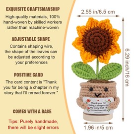Emotional Support Crochet Sunflower Doll - Thank You for Being a Chapter in My Story That I’ll reread Forever - Thank You Gift for Teachers, Friends, Colleagues, Men and Women