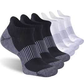 Copper Hiking Socks, Dsource Circulation Low Cut Workout Athletic Socks Ankle Back to School Medium White & Black 6