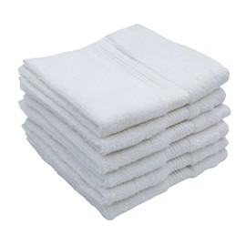 Linteum Textile Premium Wash Cloths Set 13x13 Inches, 100% Cotton Ring Spun Washcloths, Highly Absorbent & Soft Feel Face Towels for Bathroom, Spa and Gym (12 Pack, White)