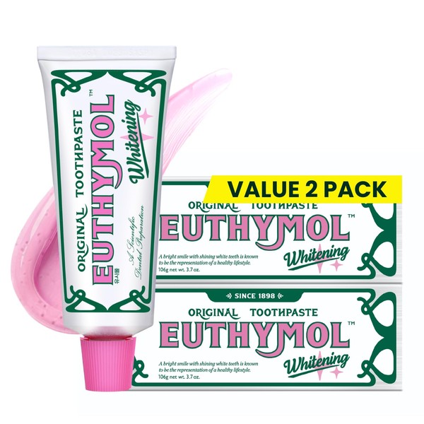 EUTHYMOL Whitening Toothpaste (3.7fl oz*2, Pack of 2) - Stain