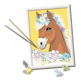 Ravensburger - Horse with Flowers CreArt Paint by Numbers Kit | Fun & Easy DIY Art for Kids Age 9+ | Creative Gift Idea for Birthdays & Holidays