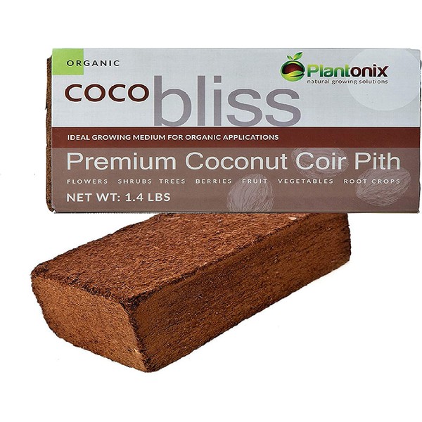 Coco Bliss Coco Coir Bricks,Compressed with Low EC and pH Balance, High Expansion Coco Fiber for Herbs, Flowers, Planting - OMRI Listed Renewable Coconut Soil (650 Grams, 10 Bricks)