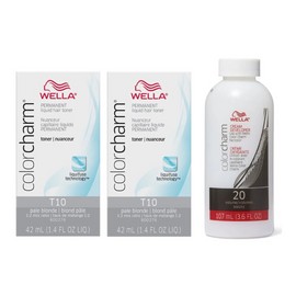 WELLA Color Charm T10 Pale Blonde Toner 2 pcs w/Color Charm 20V Dev 3.6oz