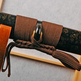 4.4 Yard Synthetic Silk Ito Tsukamaki Sageo Handle Wrapping Cord Scabbard Rope for Japanese Sword Katana Wakizashi Tanto Brown