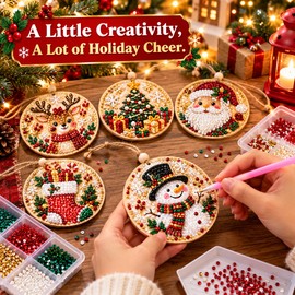 DIY Christmas Diamond Painting Ornament Kit for Holiday Decorating – 6 Sparkling Designs for Festive Tree Displays