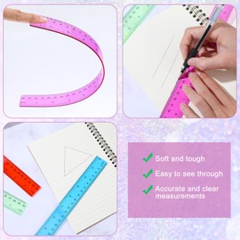 cobee 30 Pcs Plastic Rulers, 6 Colors 12 Inch Ruler Bulk Transparent Ruler Flexible Straight Ruler with Inches and Metric Scale Measuring Tools for Home School Office