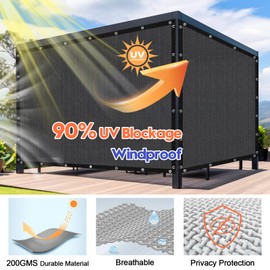 Sunocity 90% Sun Shade Cloth with Grommets, 6'X 20' Dark Grey Pergola Shade Cover Canopy Mesh Tarp Privacy Screen for Patio, Outdoor, Garden, Backyard
