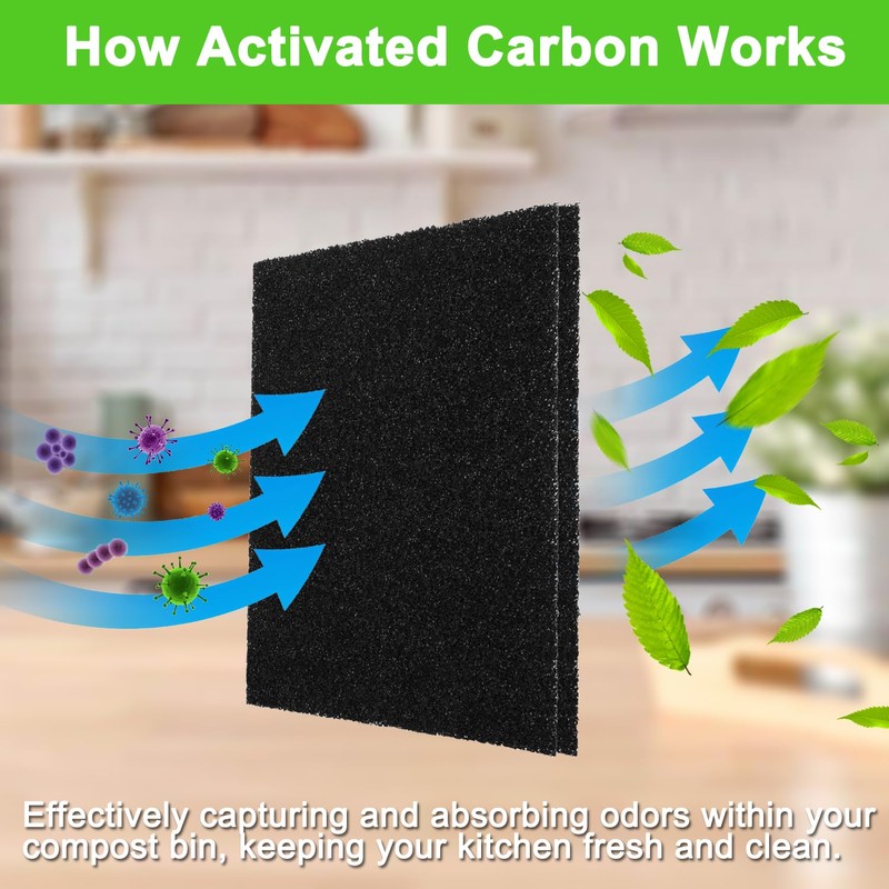 8 Pieces Activated Carbon Filter, Compost Container Filter, Organic Waste