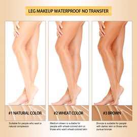 2pcs Leg Makeup Waterproof, Leg Make Up to Cover Veins, Tattoo Cover Up Makeup, Long-Lasting No Transfer, Concealer Full Coverage(#2 Wheat Color)