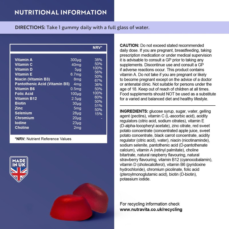 Multivitamin Gummies for Women & Men - 60 Vegan Gummies
