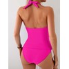 Eomenie Womens Halter Tankini Bathing Suit Ruched Tummy Control Two