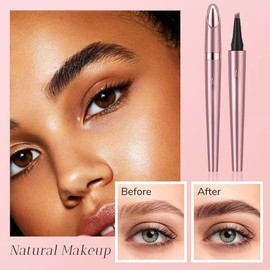 SANHIGHEND Pack of 2 3D Micro Eyebrow Pencils, with 4 Fork Tip Applicator, Waterproof Eyebrow Pencil, Waterproof Eyebrow Pencil for Natural Looking Brows (Light Coffee + Black)