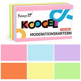 KoogeL Index Cards Pack of 300 Presentation Cards, Metaplane Cards, Round, 9.5 cm for Presentation, Lecture, 6 Colours
