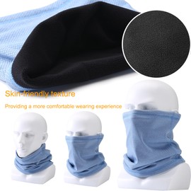 Oscenny Snood Bright Durable Double Layer Snoods Soft Lined Fleece Breathable Windproof for Men Women Keep Warm Scarf Neck Warmer for Skiing Cycling Camping Jogging Moto Winter (Blue)