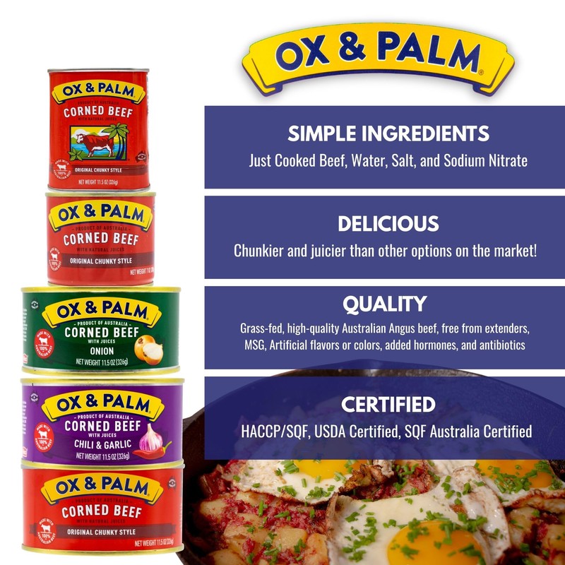 Ox & Palm Corned Beef Original Chunky Style Tapered Can,