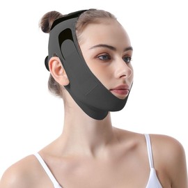 Adjustable Chin Strap for Sleeping Jawline Shaper V Line Lifting Mask Face Slimmer for Double Chin （Black）