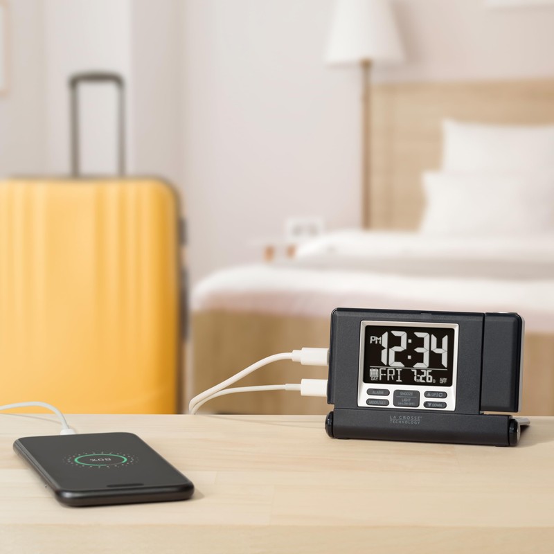 La Crosse Technology 616A-56647-INT Travel Projection Alarm with Fold Out