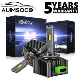 AUIMSOCO 2pcs D3S D3R LED Headlight Bulbs 120W 6000K Super White HID Xenon Conversion Kit