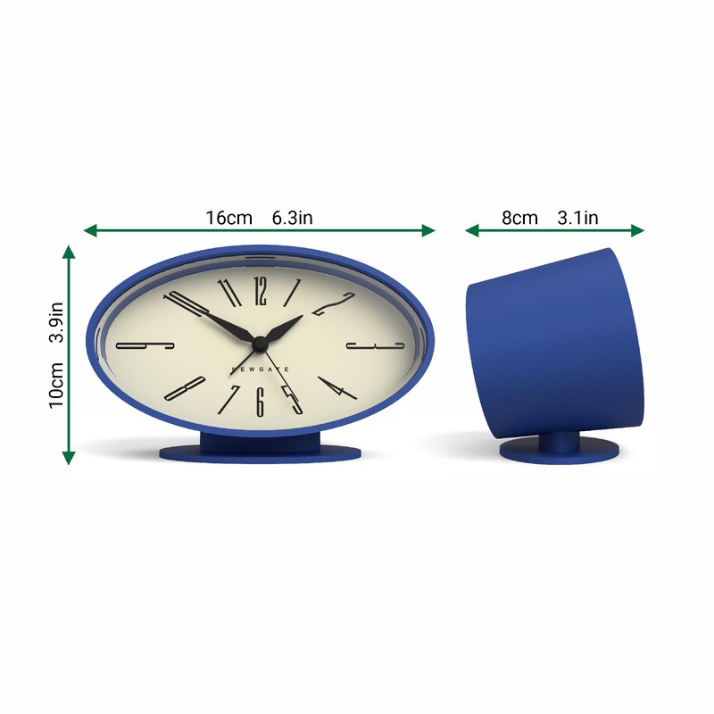NEWGATE® ‘Ronnie’ Retro Oval Alarm Clock in Blue Soft Touch