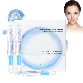 Hyaluronic Acid Tubes, 30pcs 3% Hyaluronic Acid Serum Ultra-Hydrating Vials, 3% Hyaluronic Acid Serum for Face,Single-Use Hyaluronic Acid Tubes Vials, Nature Perfection Hyaluronic Acid
