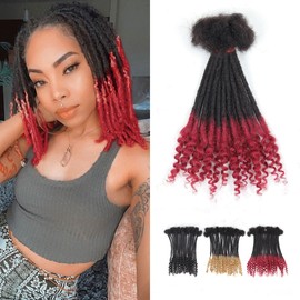 12 inch Loc Extensions Human Hair with Curly Ends, 0.4cm Width Permanent Dreadlock Extension Human Hair 20 Strands 1B-BUG 100% Full Handmade Dreads .Dyed and Bleached Pre Curled Drealocks