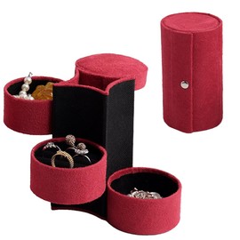 Jewelry Box Travel Accessories Storage Organizer Roll Faux Leather Jewelry Roll Jewelry Storage Box For Necklace Earrings Bracelet Ring Girls Women Mothers,Red