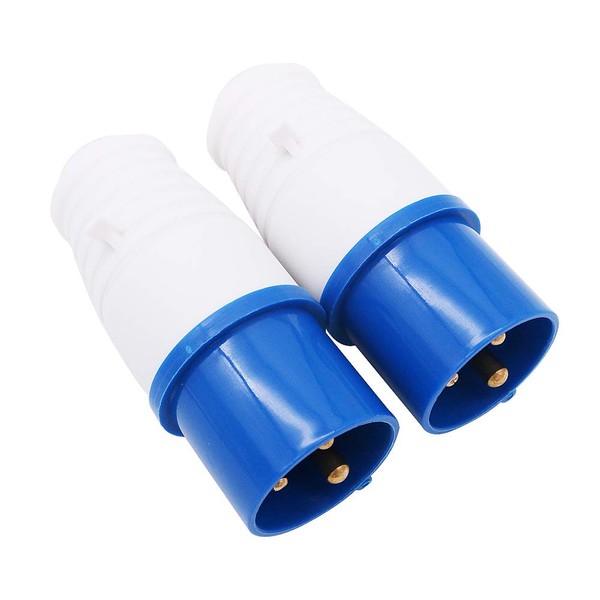 POFET 2Pcs Power Plus 3 Pin Plugs 32AMP 220-250 Volt Replacement Plugs - Blue